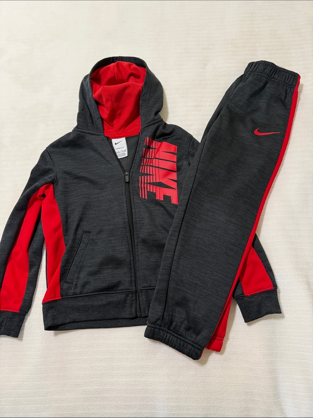 Nike Black & Red Boys' Hoodie and Jogger Tracksuit Set 7